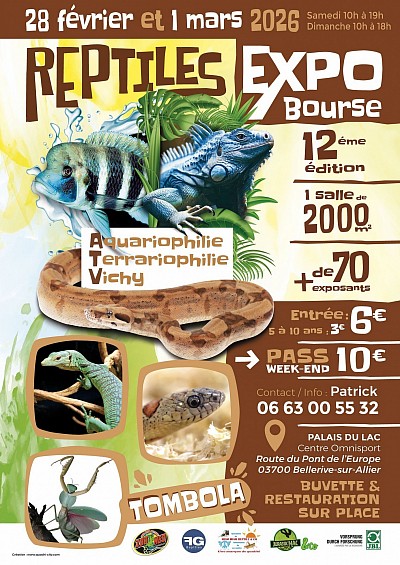 Affiche Reptiles Expo Bourse Vichy 2026
